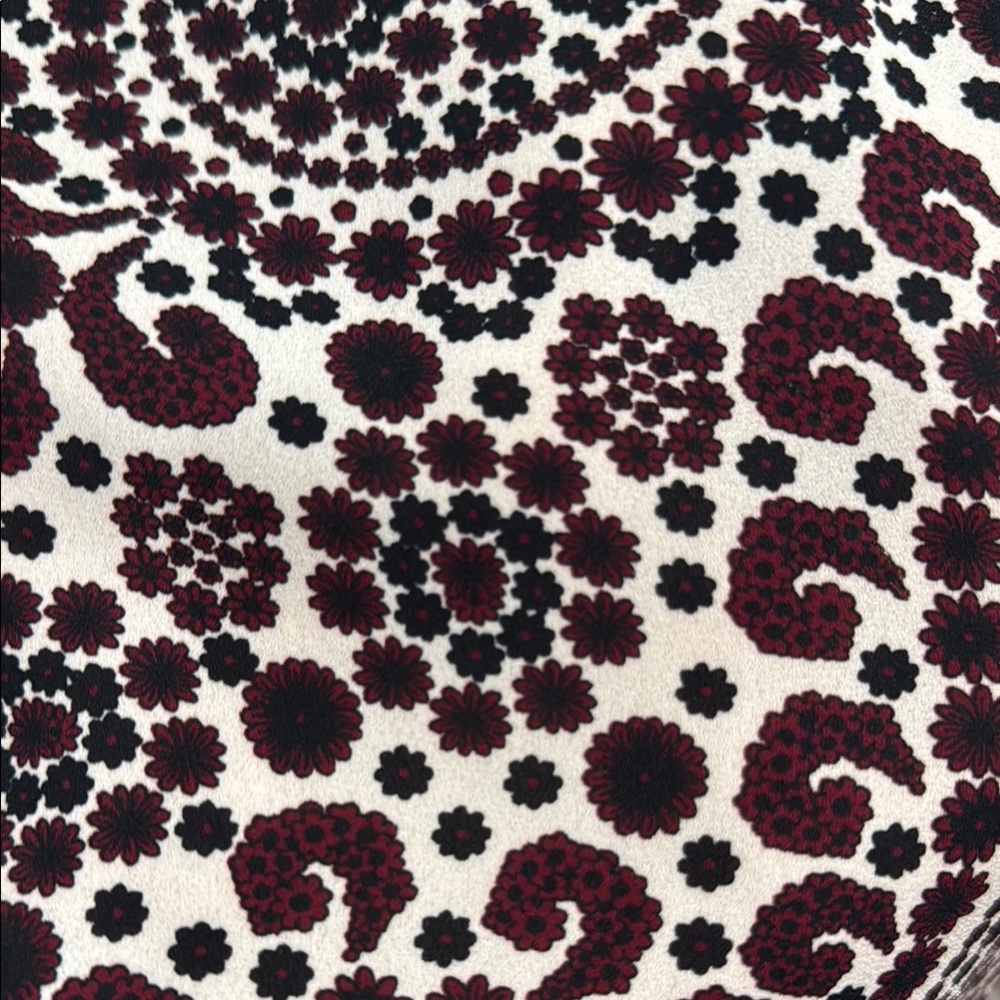 !EUC Crescent Black, Burgundy  and White Paisley Ruffled Tiered Blouse! - Picture 7 of 7